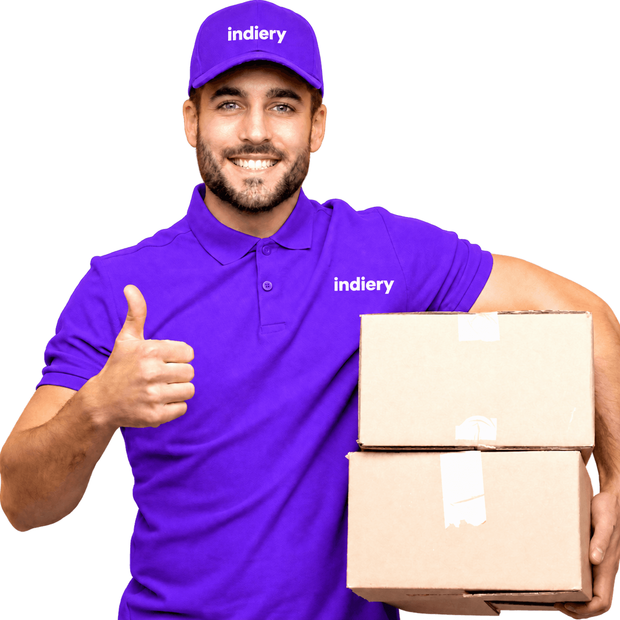 Indiery courier partner holding delivery boxes